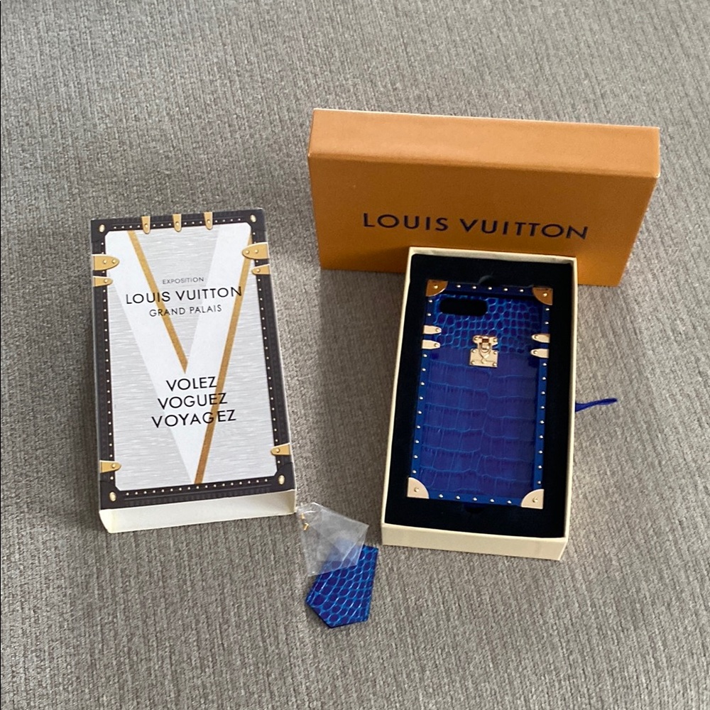 Louis Vuitton Blue Croc-Effect Phone Case